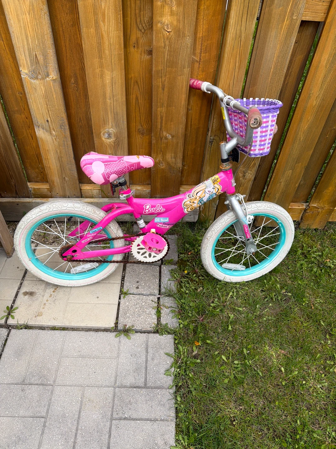 Barbie Pink Kids Bike with Basket