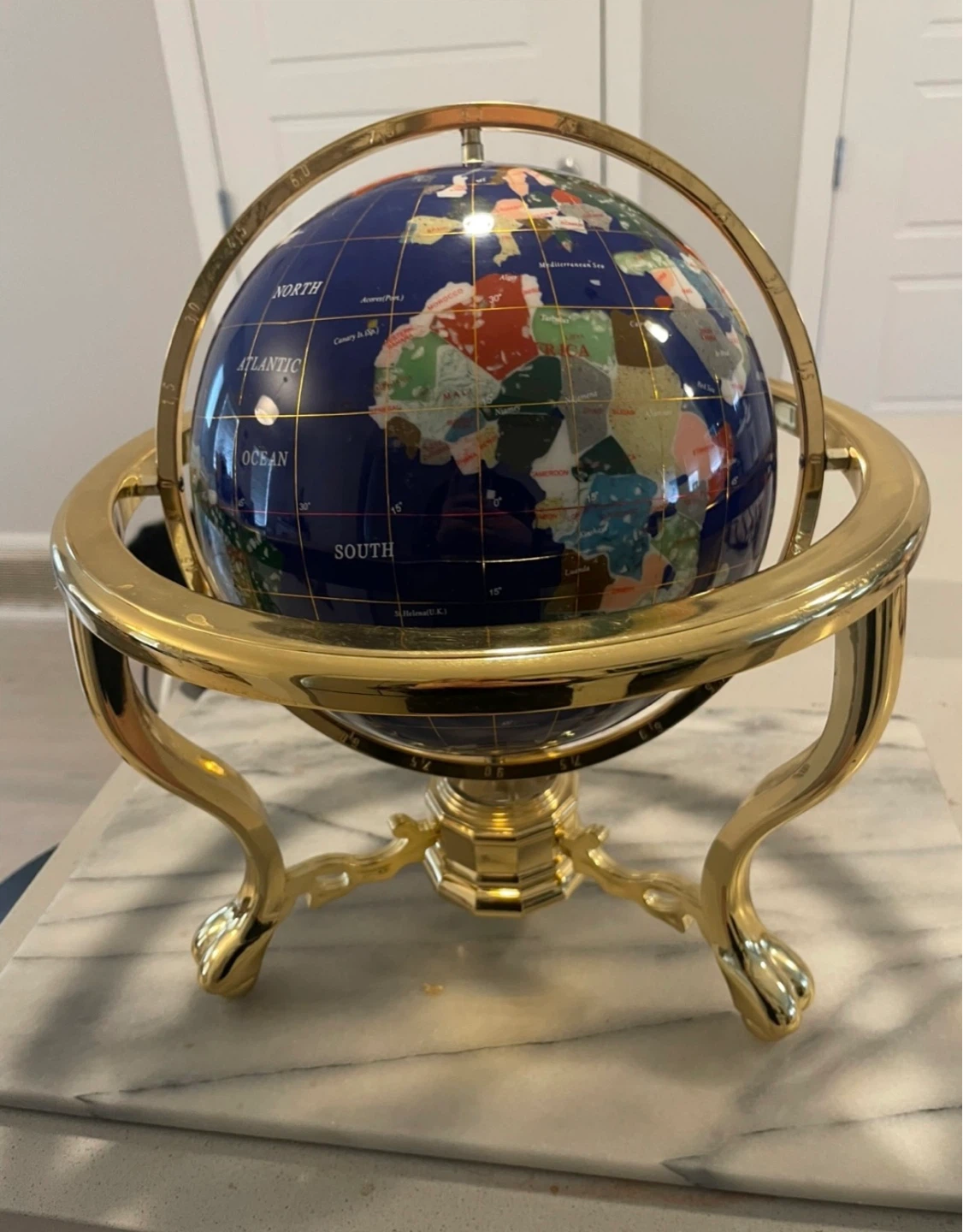 Decorative Gemstone Globe on Brass Stand - photo 2