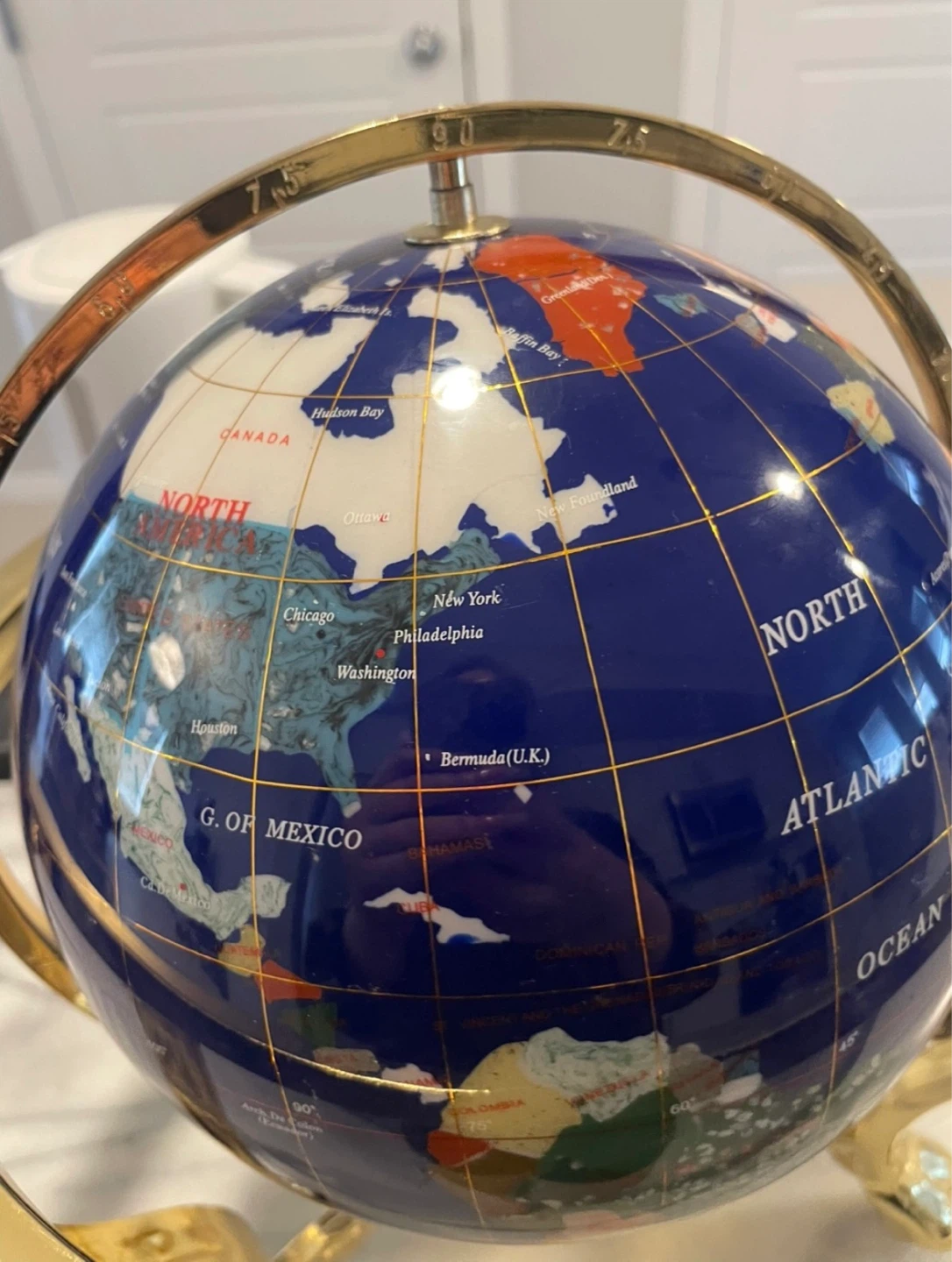 Decorative Gemstone Globe on Brass Stand - photo 5