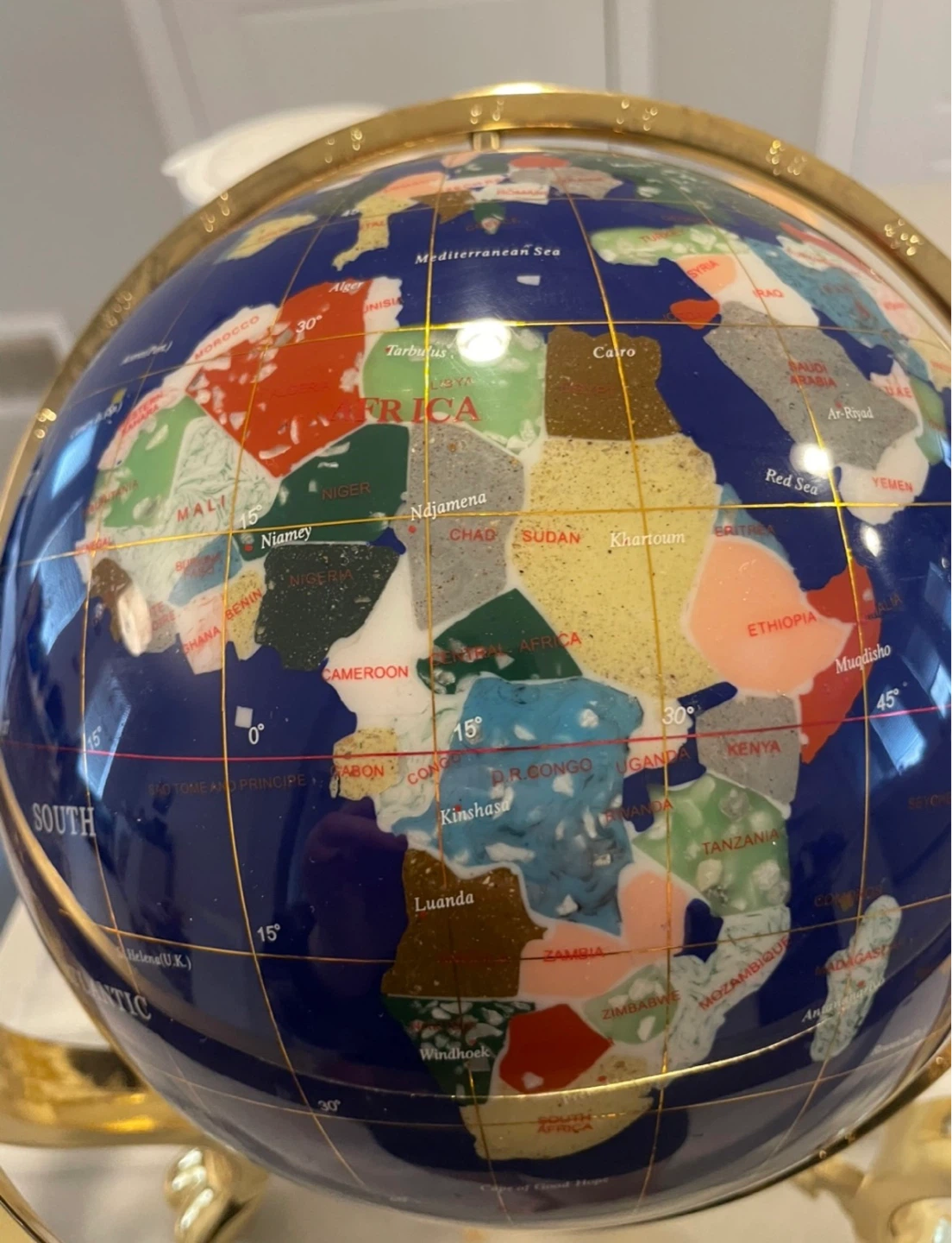 Decorative Gemstone Globe on Brass Stand - photo 4