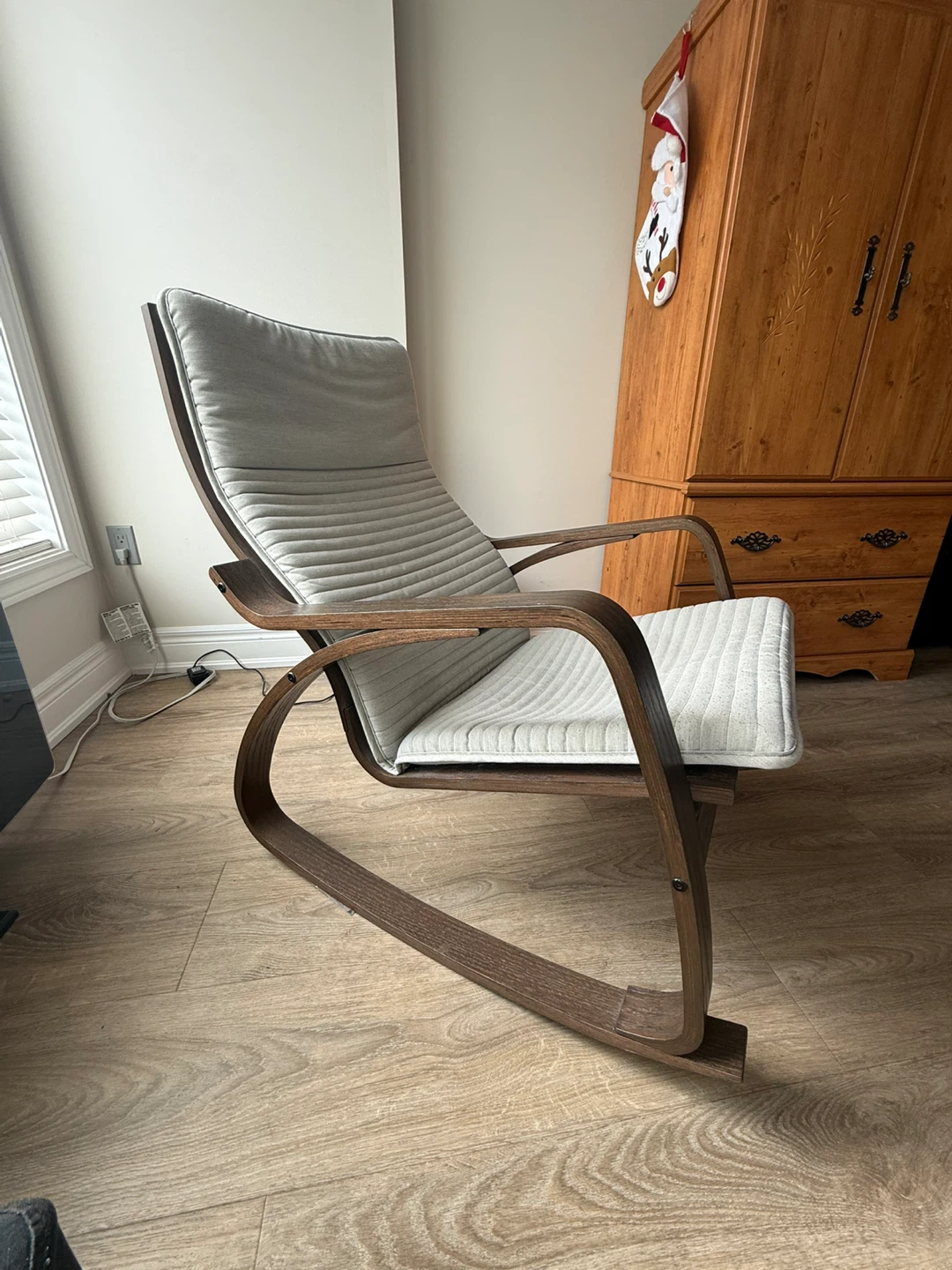 Modern Grey Upholstered Rocking Chair