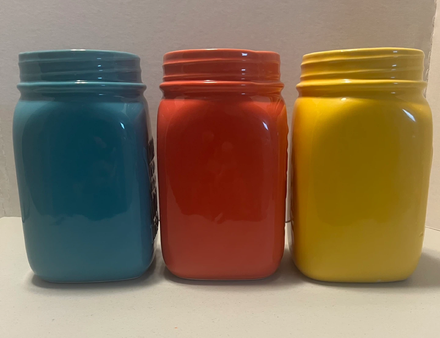 Set of 3 Ceramic Mason Jar Kitchen Decor Storage Containers - photo 2