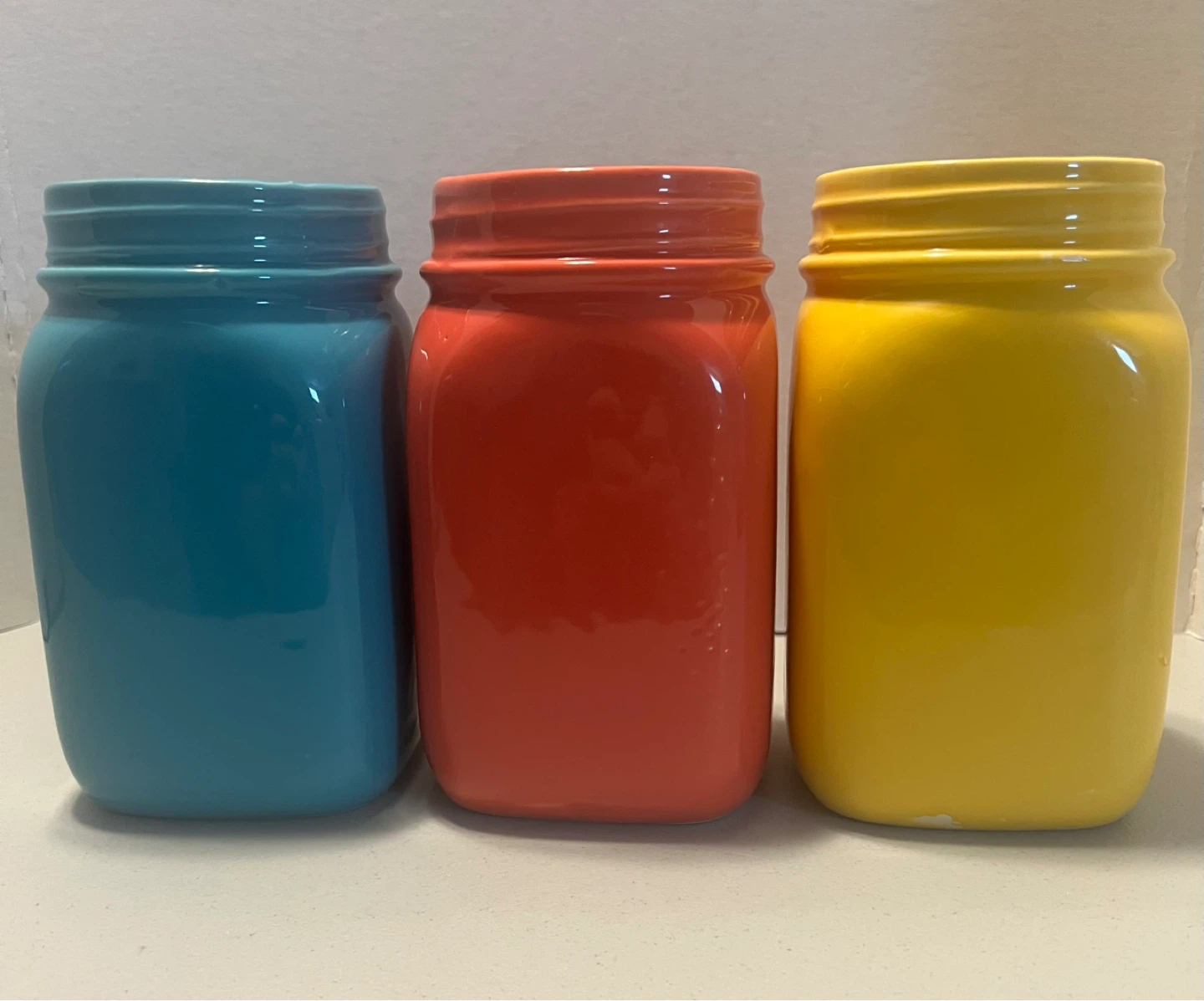 Set of 3 Ceramic Mason Jar Kitchen Decor Storage Containers - photo 3