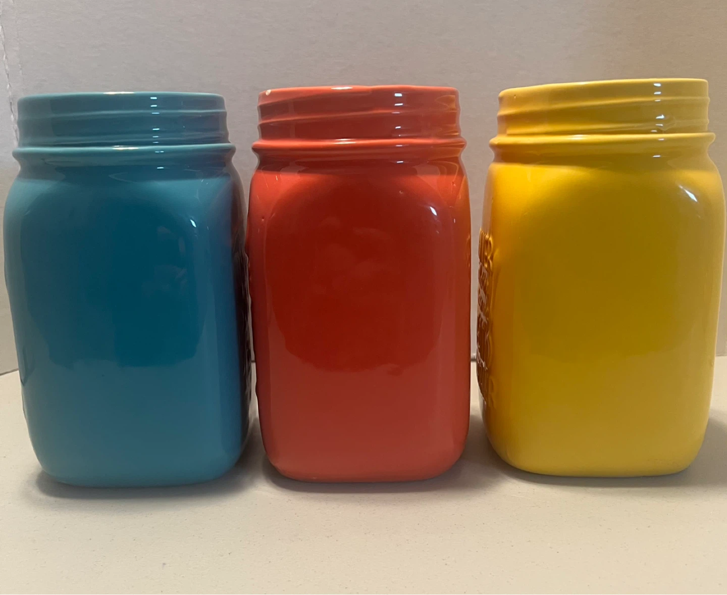 Set of 3 Ceramic Mason Jar Kitchen Decor Storage Containers - photo 4