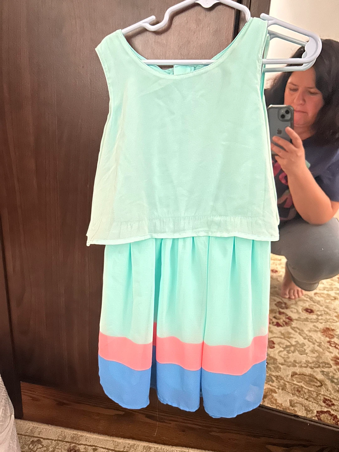 Tommy Hilfiger Girls' Turquoise Color Block Dress Size 5