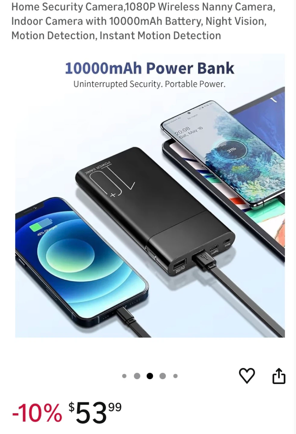 10000mAh Power Bank Hidden Nanny Camera - photo 5