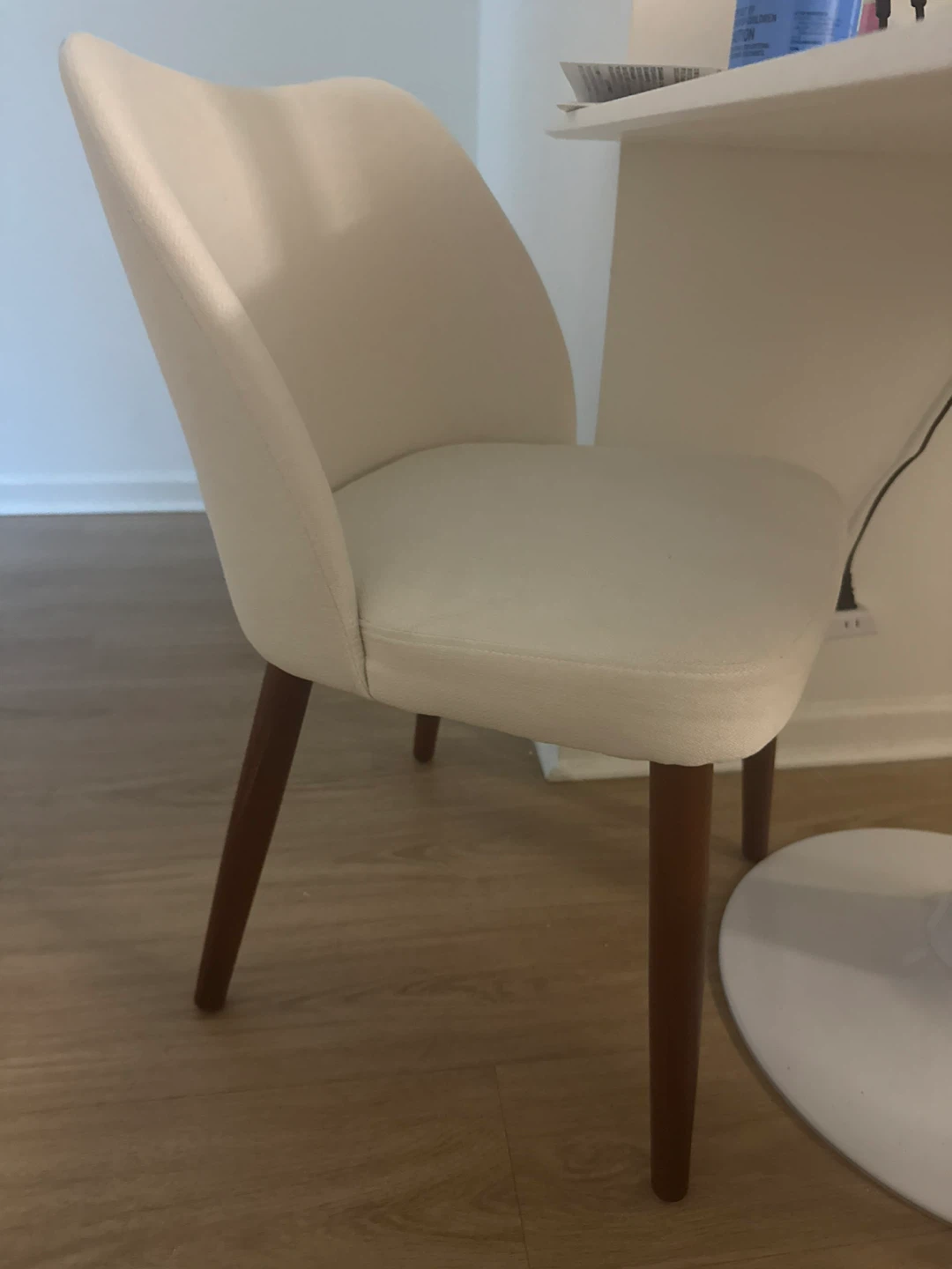 Cream Upholstered Dining Chair with Wooden Legs - photo 2
