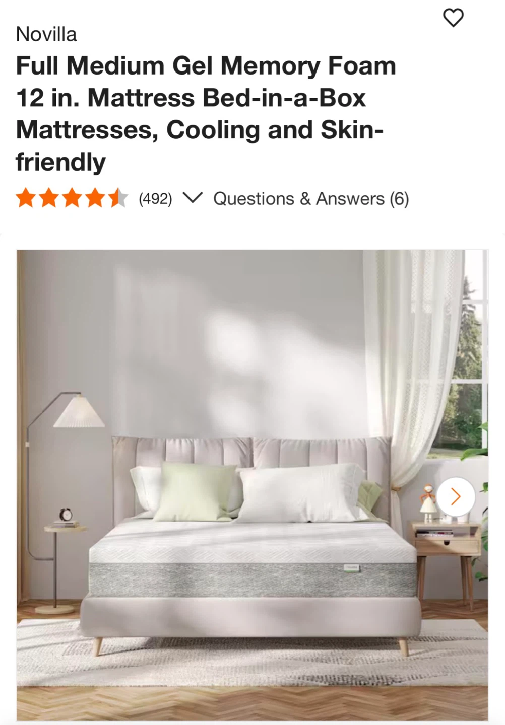 Novilla Full Medium Gel Memory Foam 12 in. Mattress
