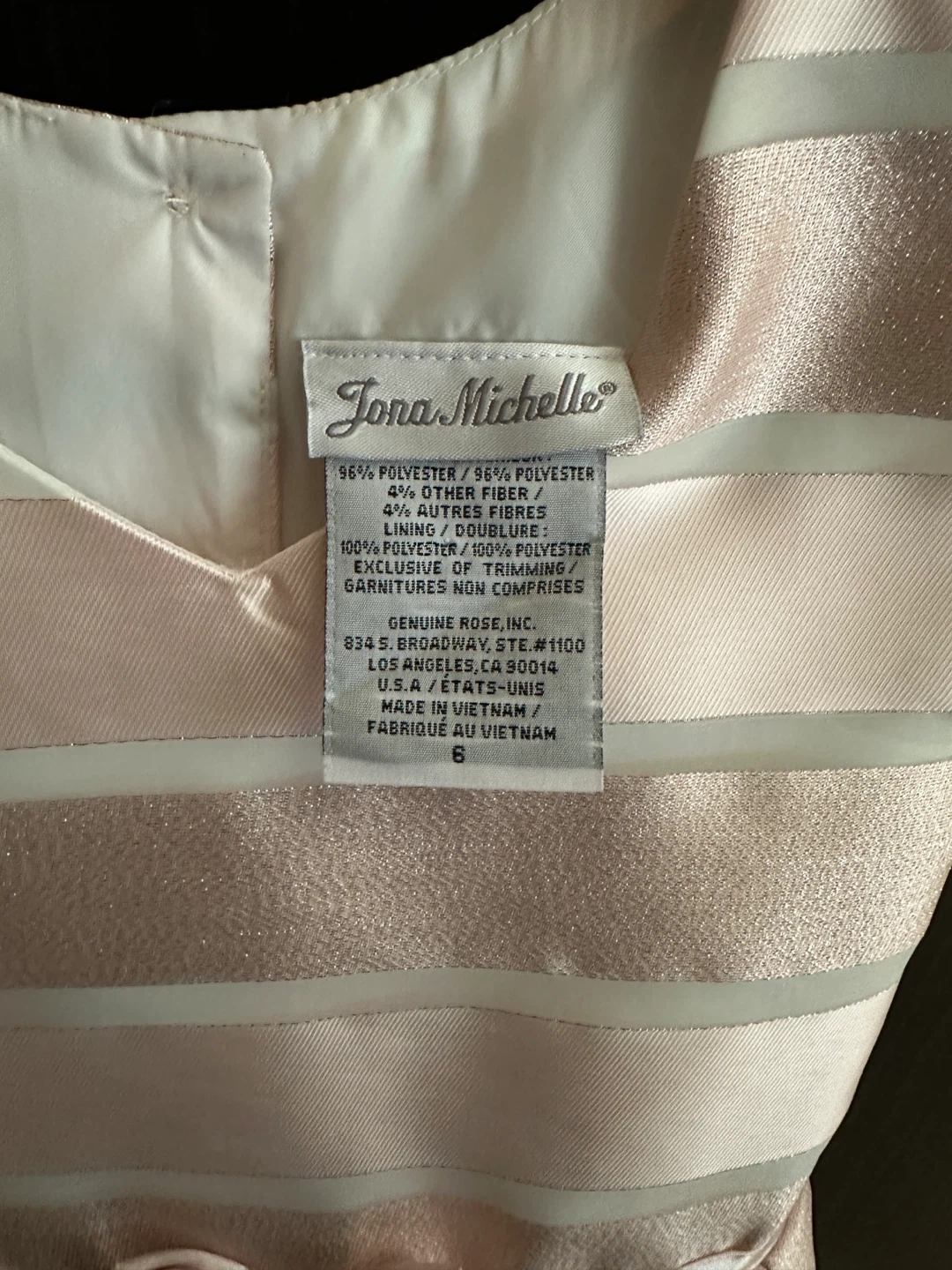 Jona Michelle Girls Pink Striped Dress Size 6 - photo 3