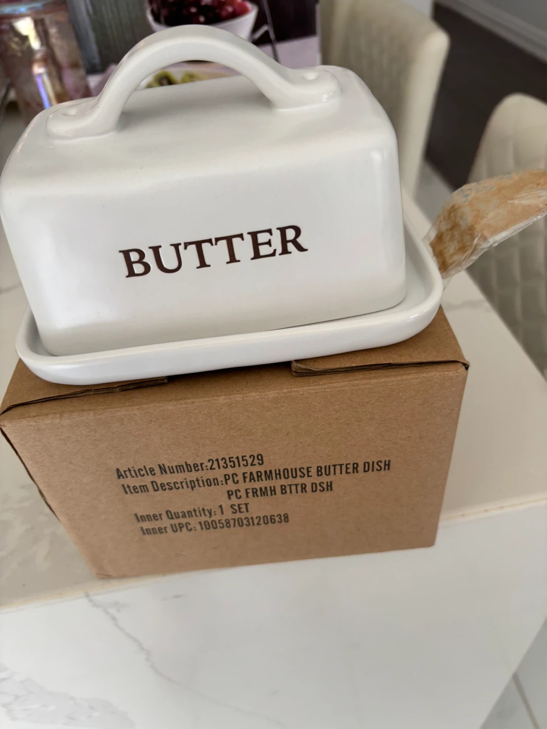 White Ceramic Farmhouse Butter Dish - photo 3