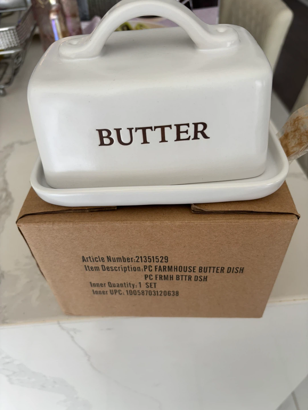 White Ceramic Farmhouse Butter Dish - photo 2