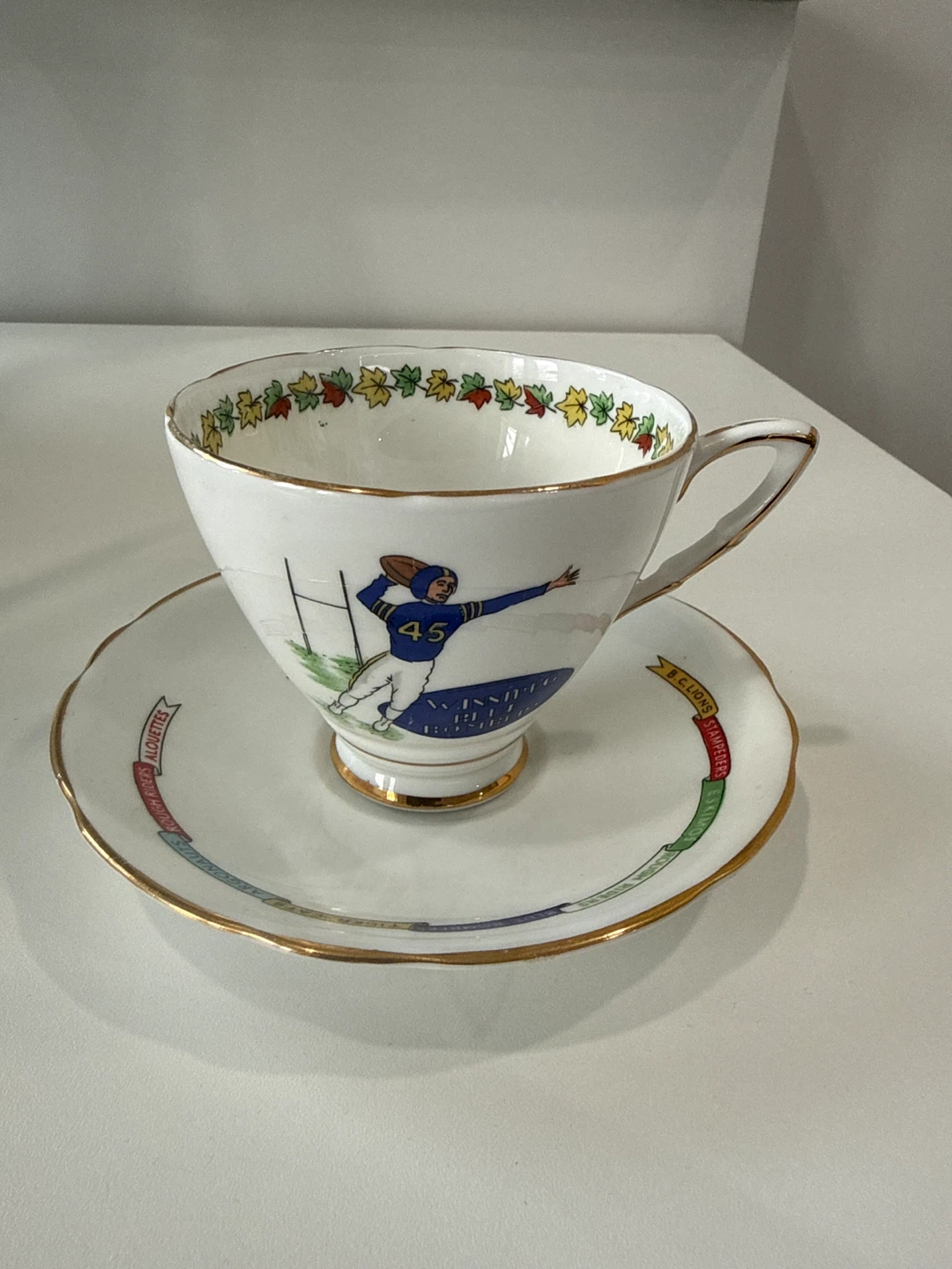 Royal Stafford "The Grey Cup" Football Teacup and Saucer Set