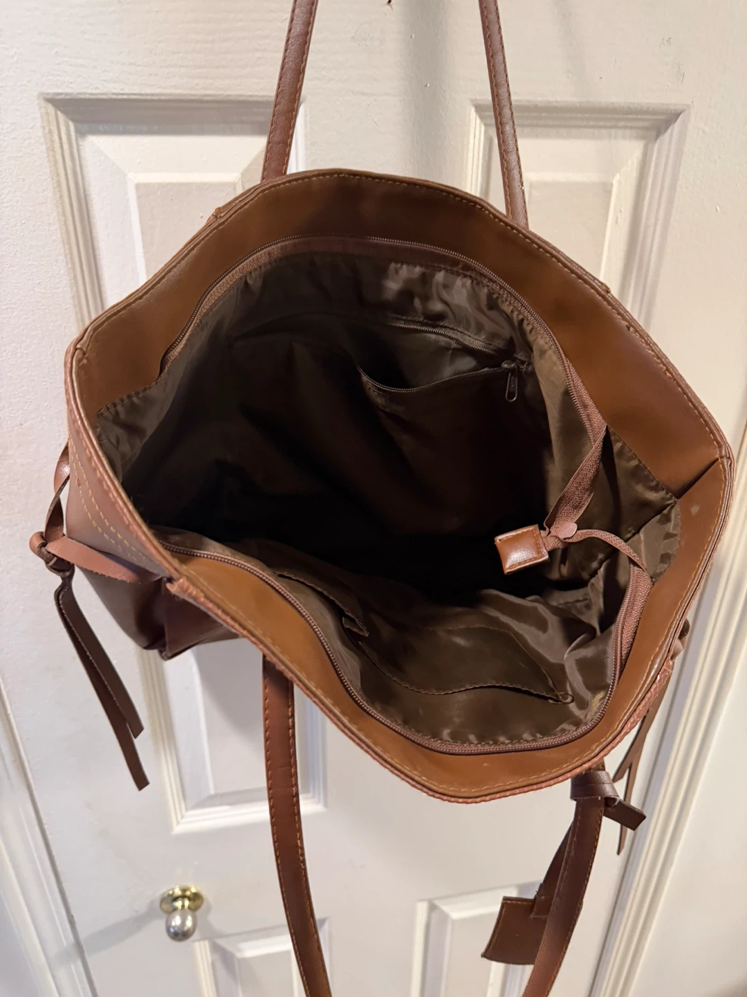 Brown Faux Leather Tote Bag - photo 3