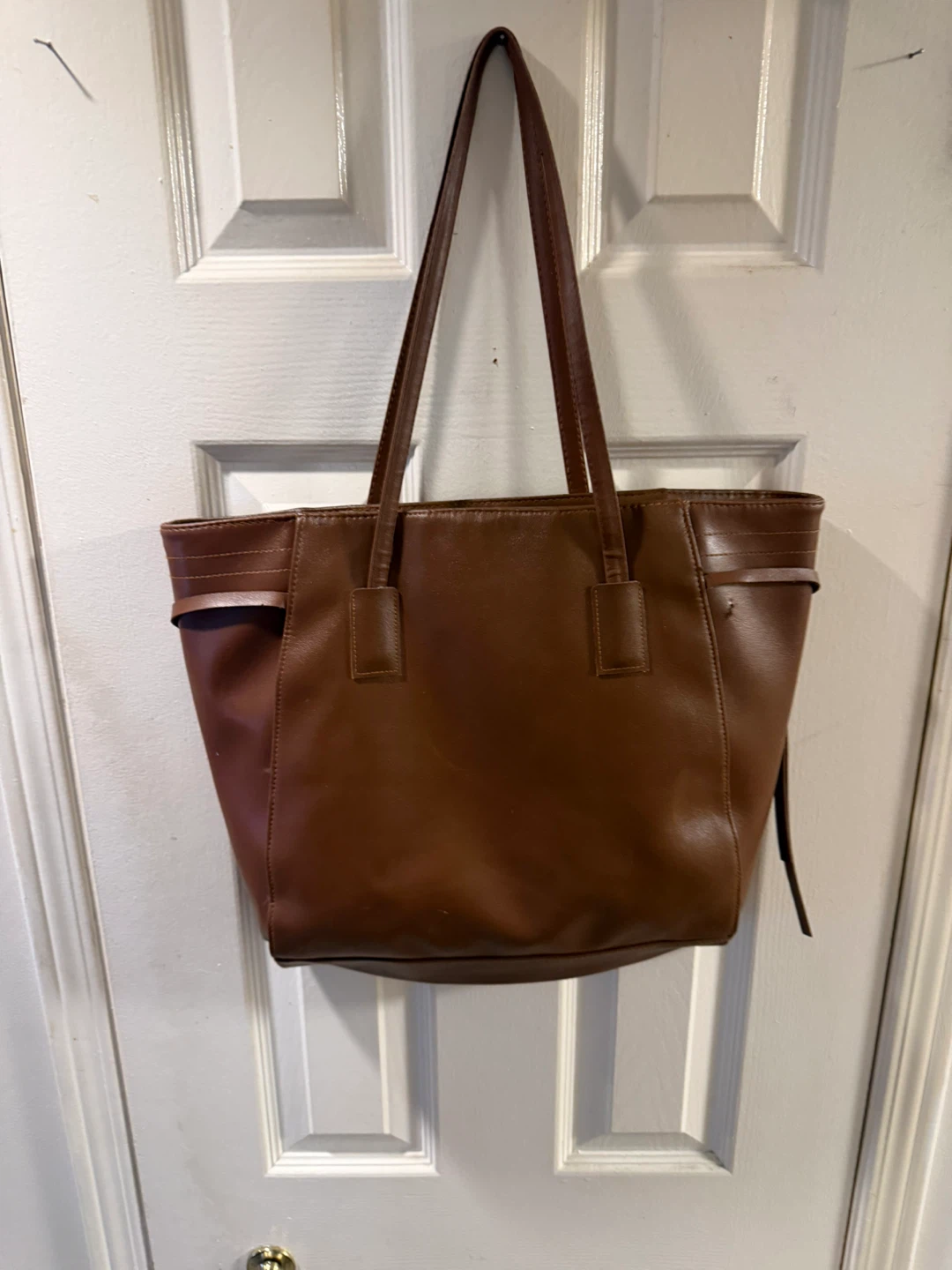 Brown Faux Leather Tote Bag - photo 2