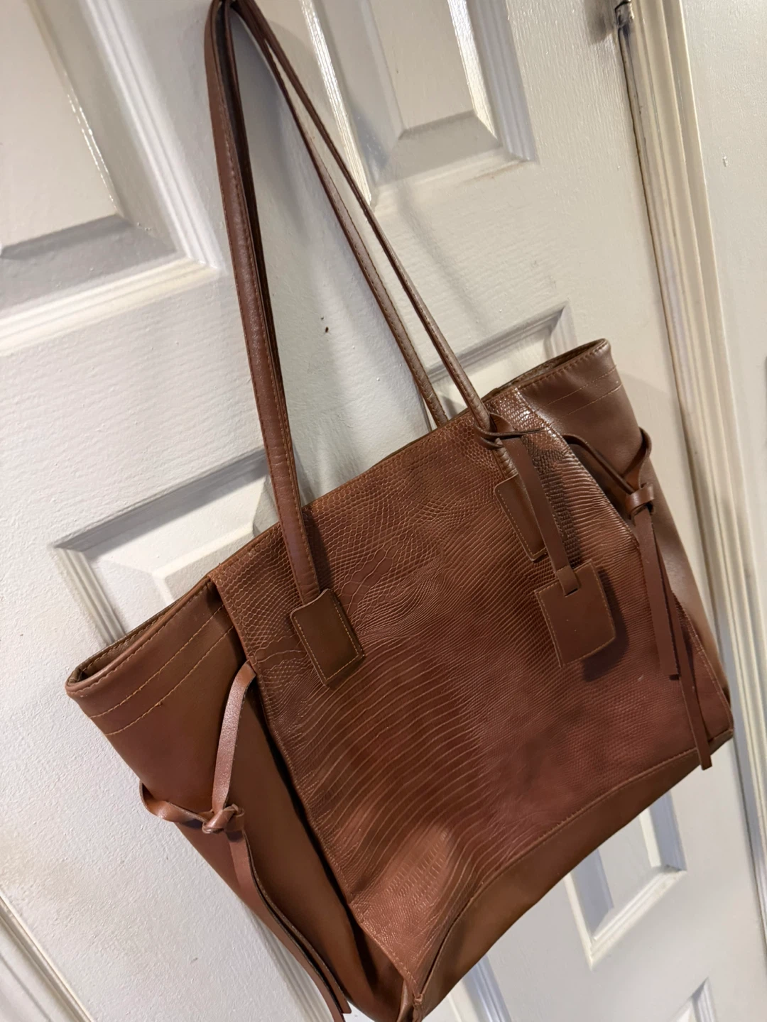 Brown Faux Leather Tote Bag - photo 4