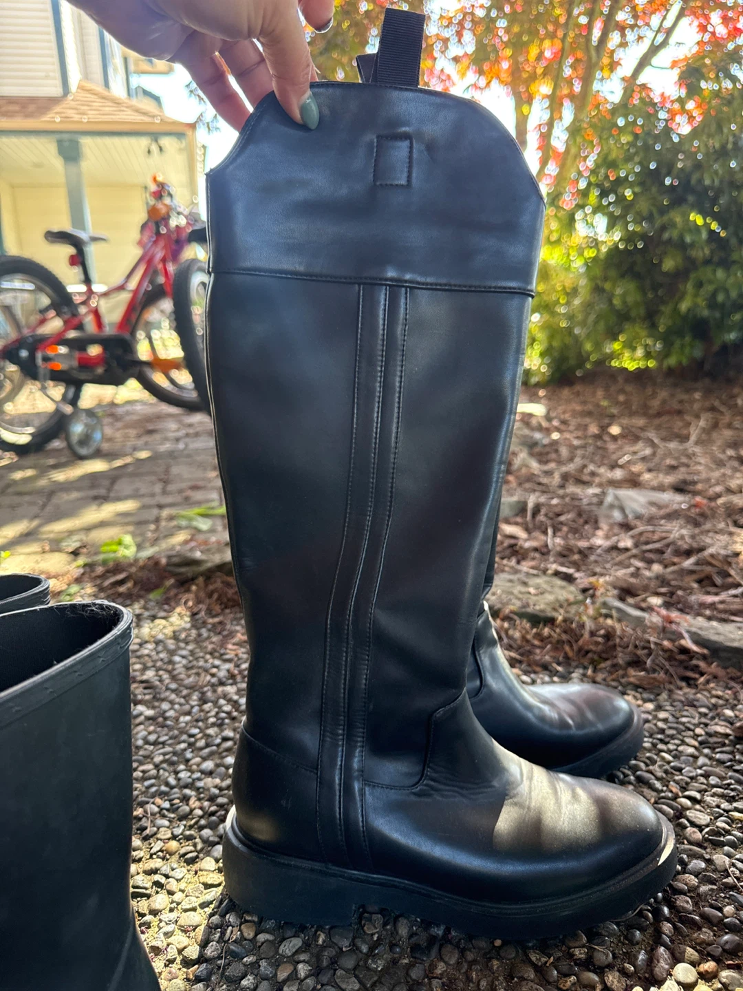 Black real Leather Tall Boots 7.5