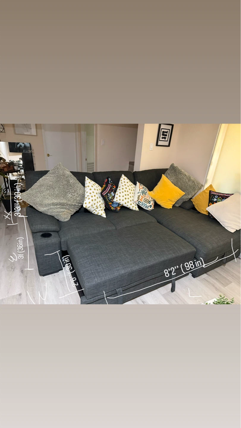Dark Grey Sectional Sofa with Storage - photo 2