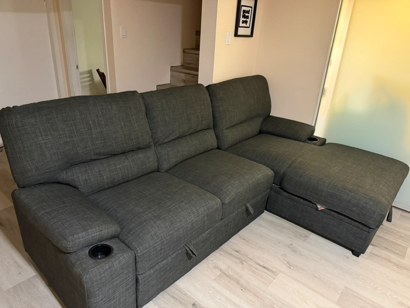 Dark Grey Sectional Sofa with Storage - photo 3