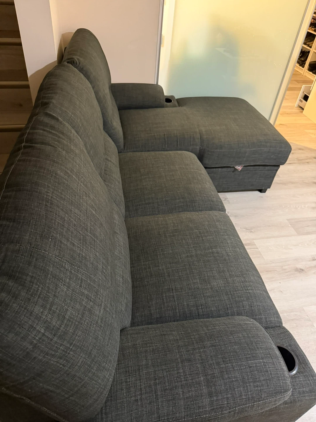 Dark Grey Sectional Sofa with Storage - photo 5