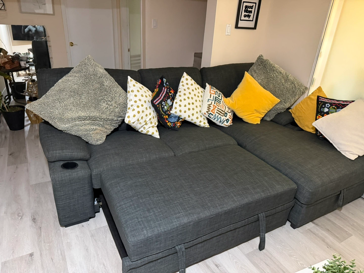 Dark Grey Sectional Sofa with Storage