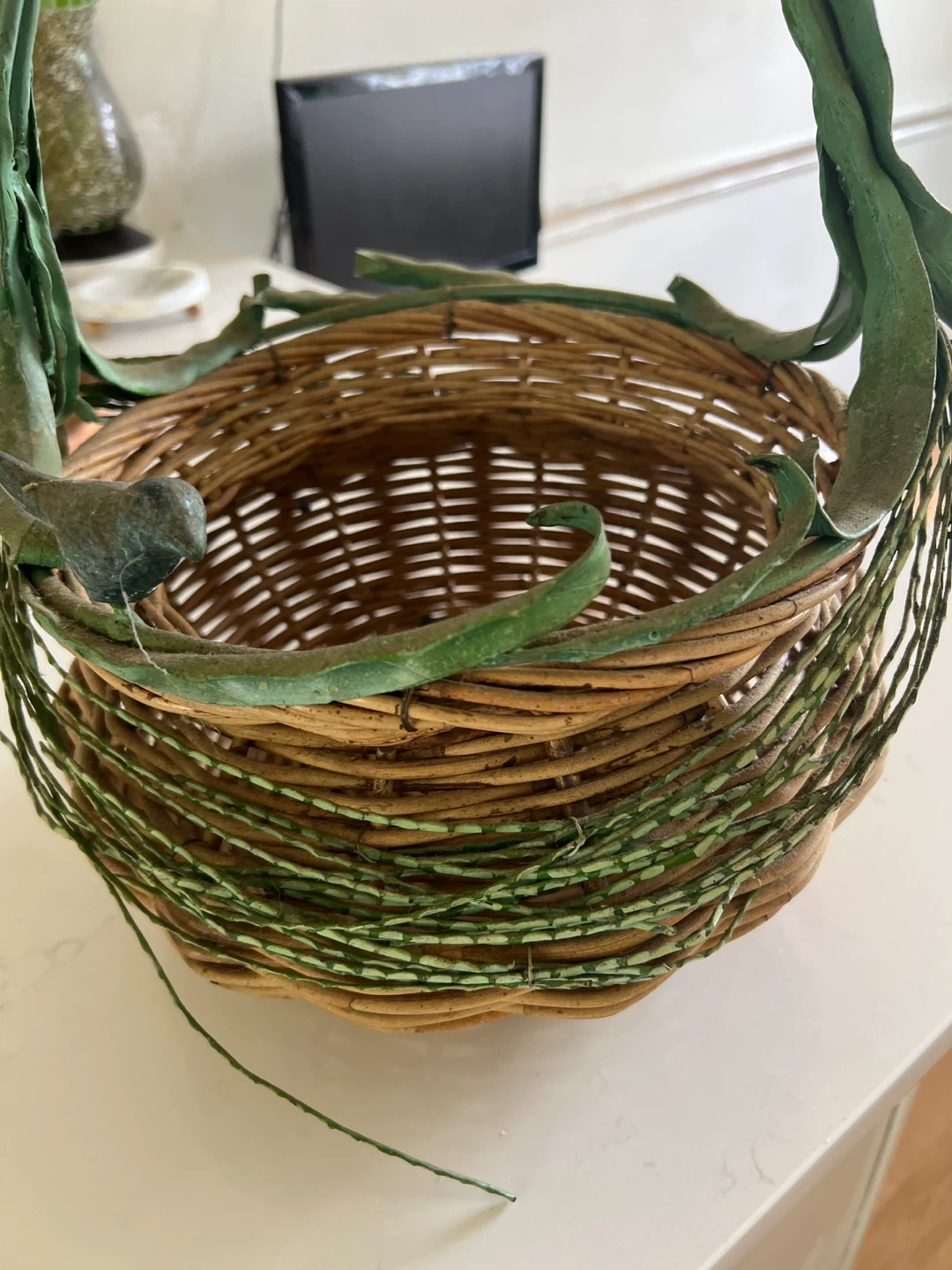 Woven Basket with Greenery and Bird Detail - photo 2