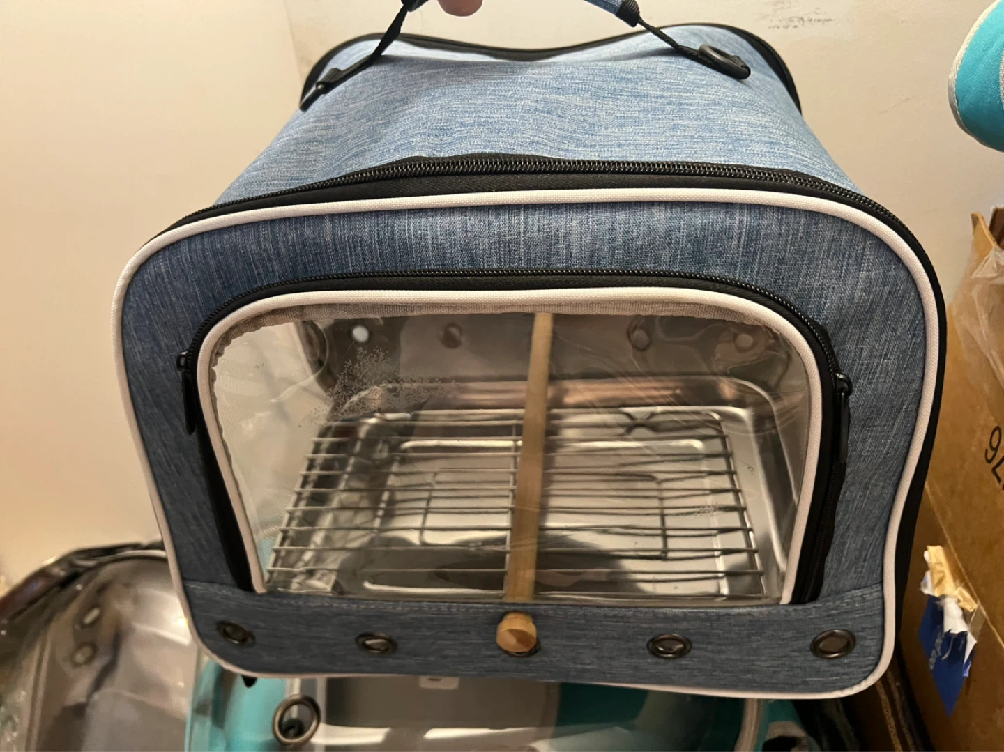 Blue Denim Pet Carrier with Clear Window