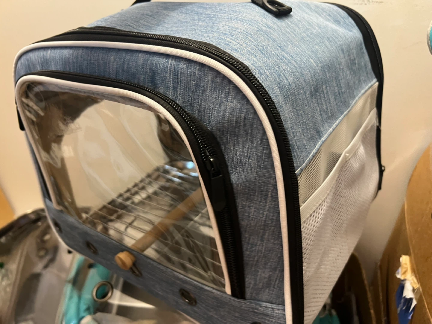Blue Denim Pet Carrier with Clear Window - photo 2