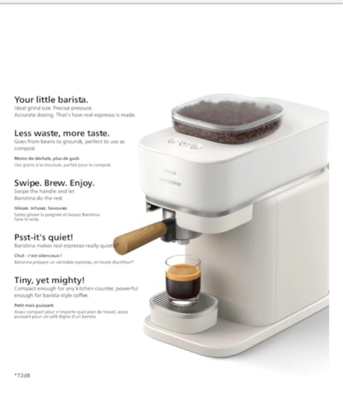 Philips Baristina Espresso Machine White with Wood Handle - photo 4