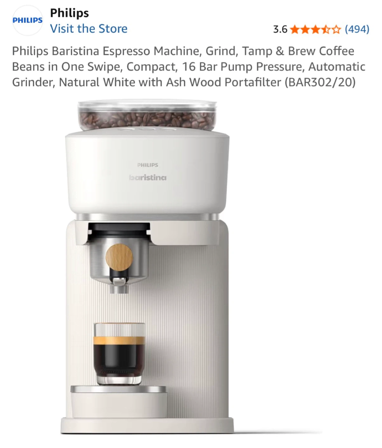 Philips Baristina Espresso Machine White with Wood Handle - photo 3