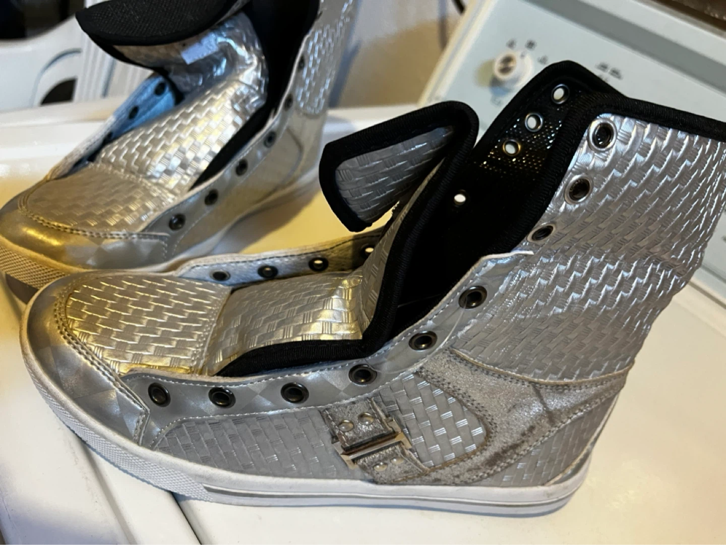 Silver High-Top Sneakers Size 8 BN