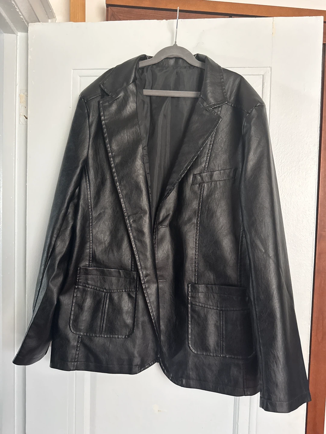 Black Leather Blazer Jacket