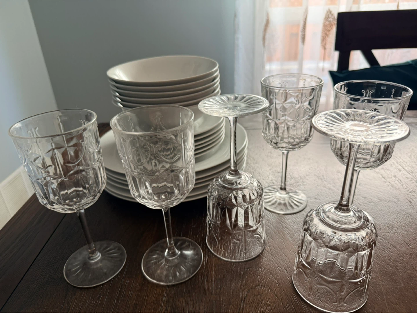 Set of 6 Vintage Cut Glass Wine Glasses - photo 3