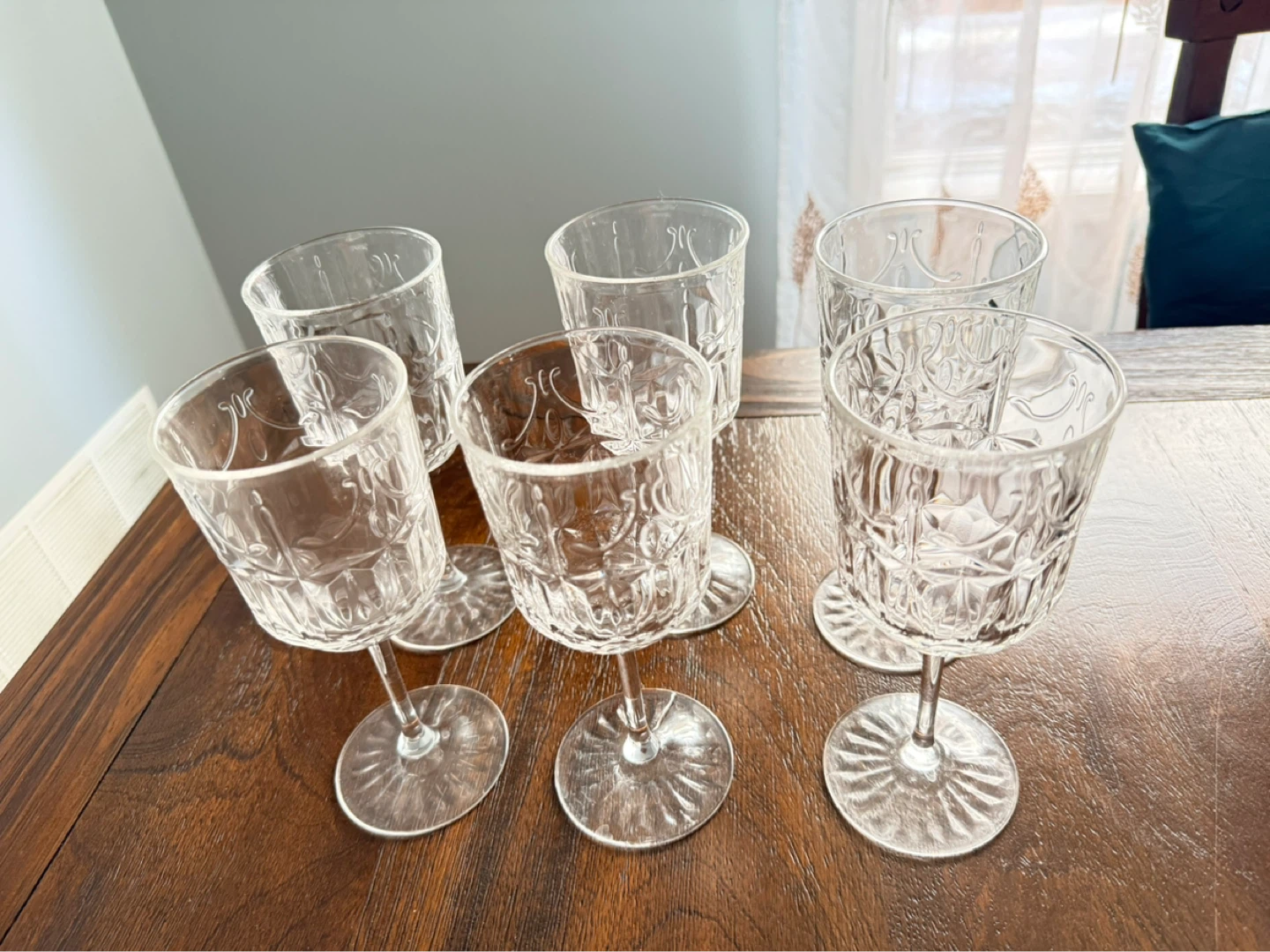 Set of 6 Vintage Cut Glass Wine Glasses - photo 2