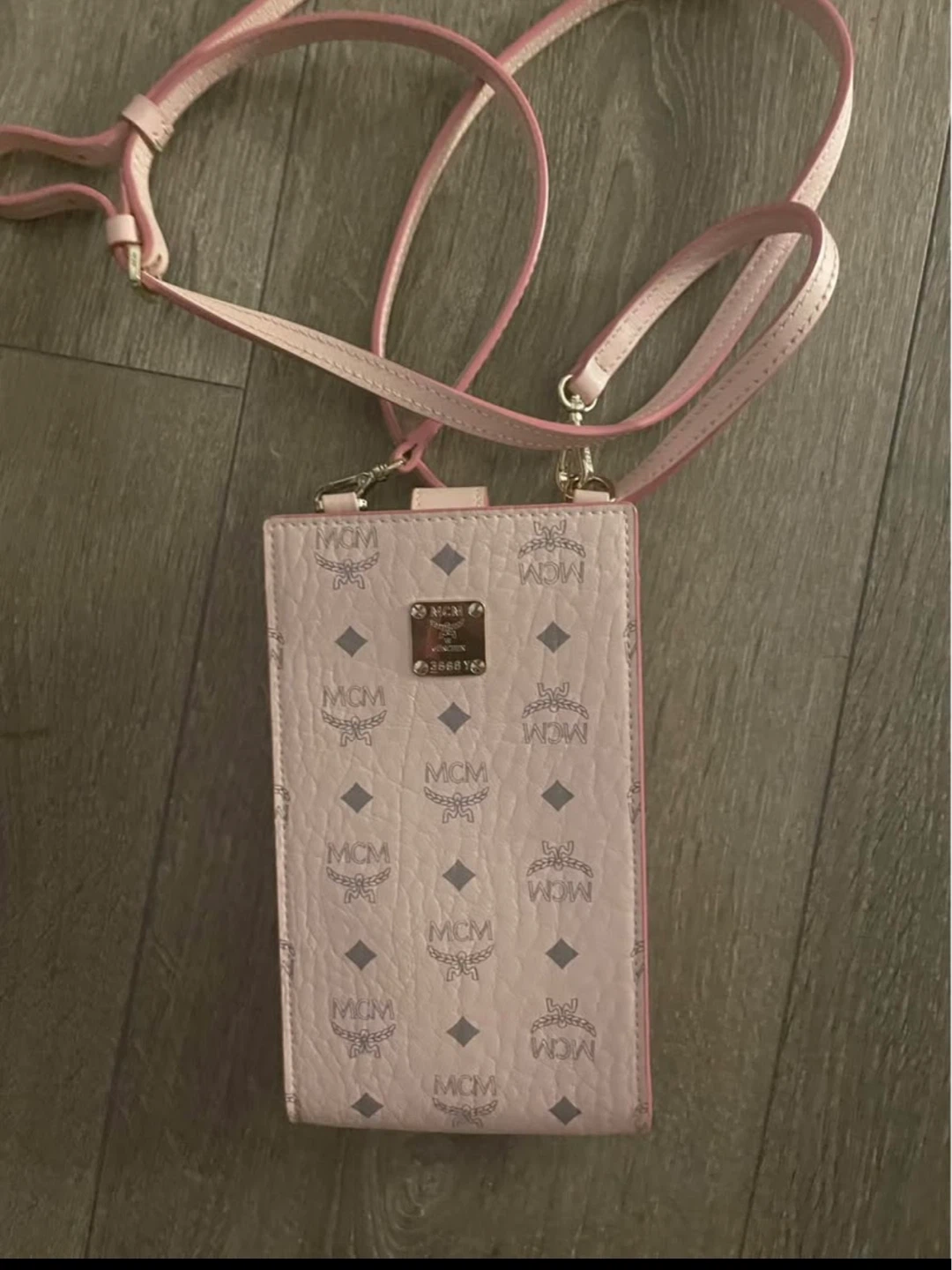 MCM Pink Logo Cardholder Phone Pouch
