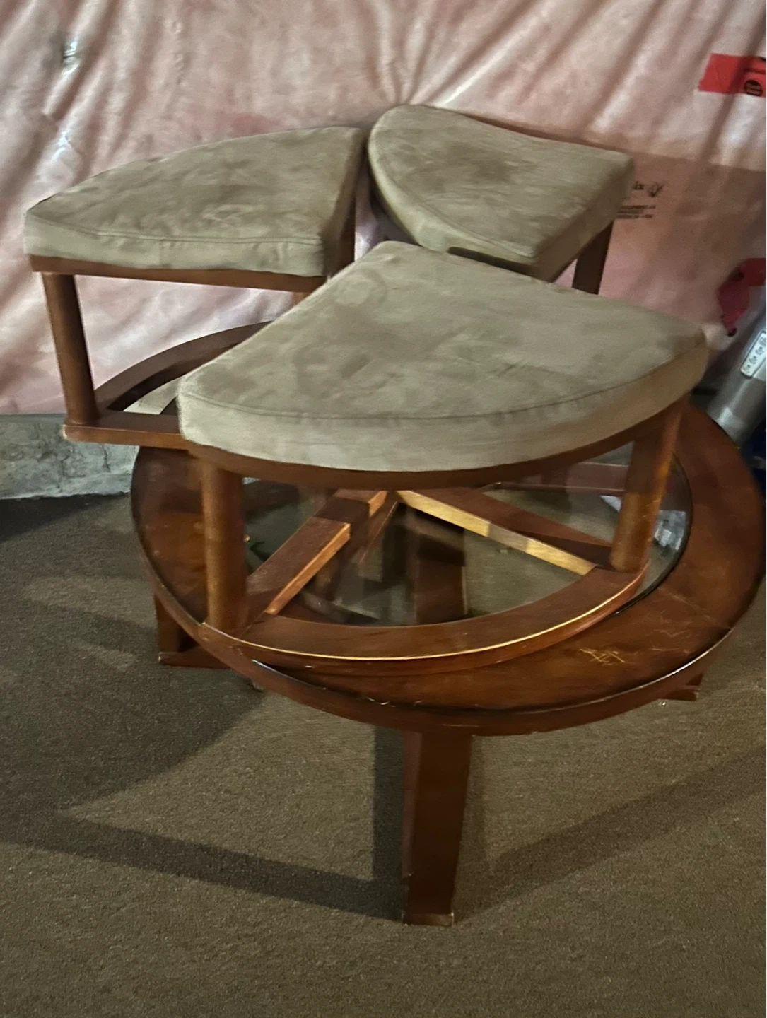 Set of 4 Swivel Stools with Glass Table