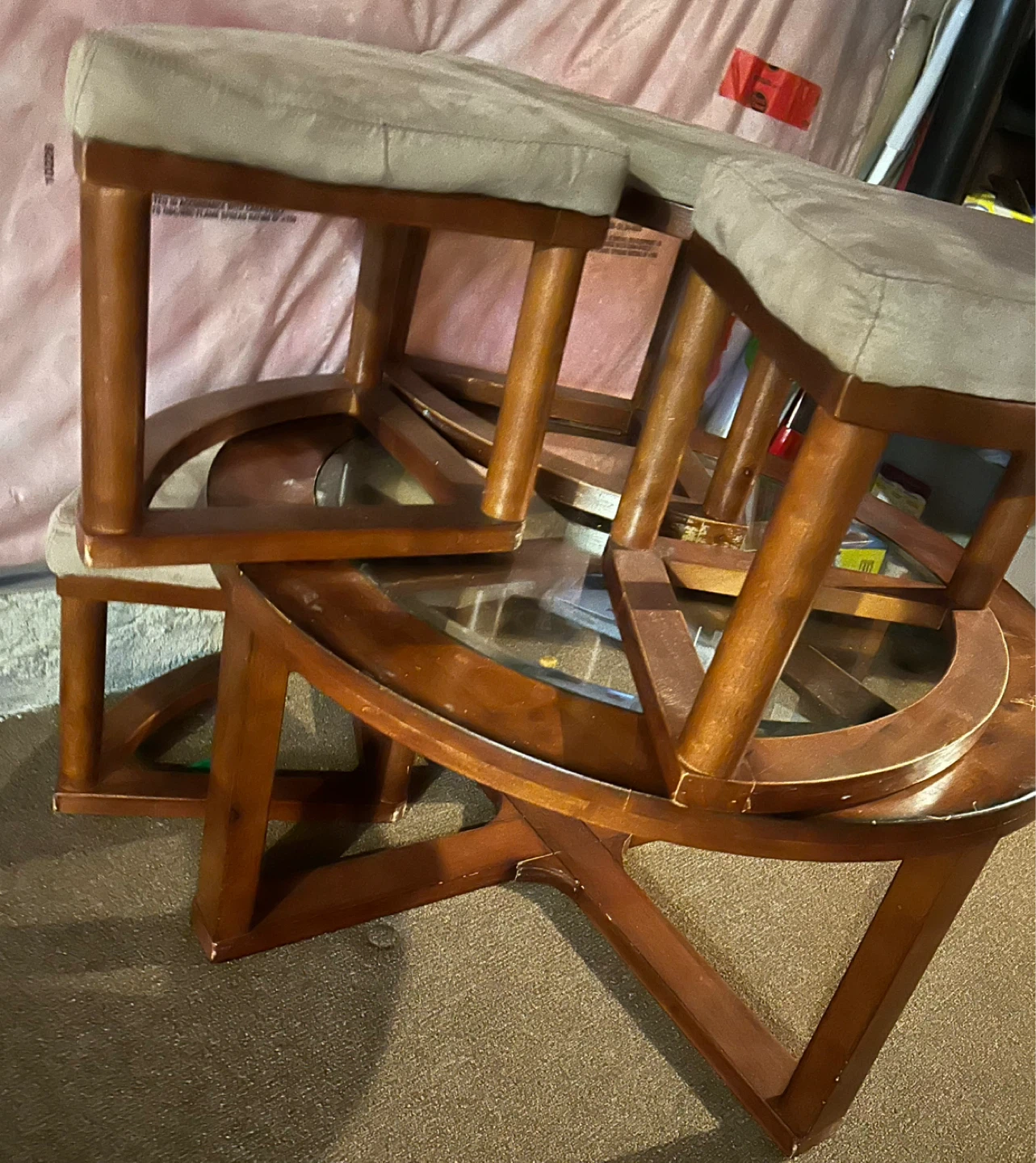 Set of 4 Swivel Stools with Glass Table - photo 2