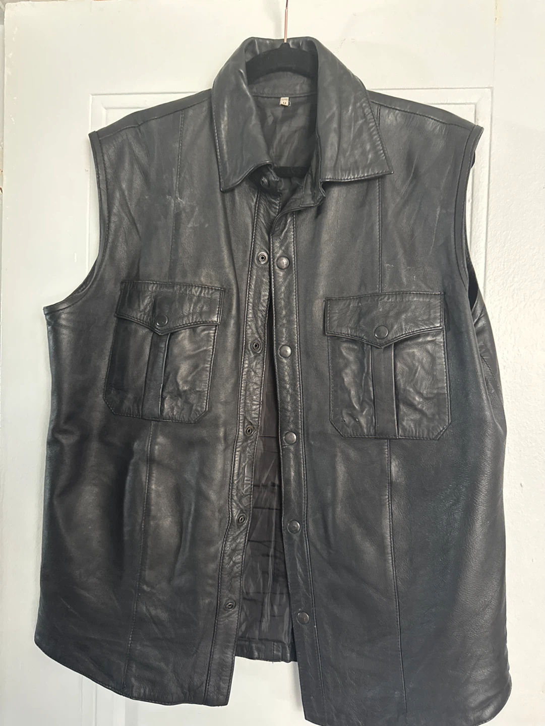 Men's Black Leather Vest