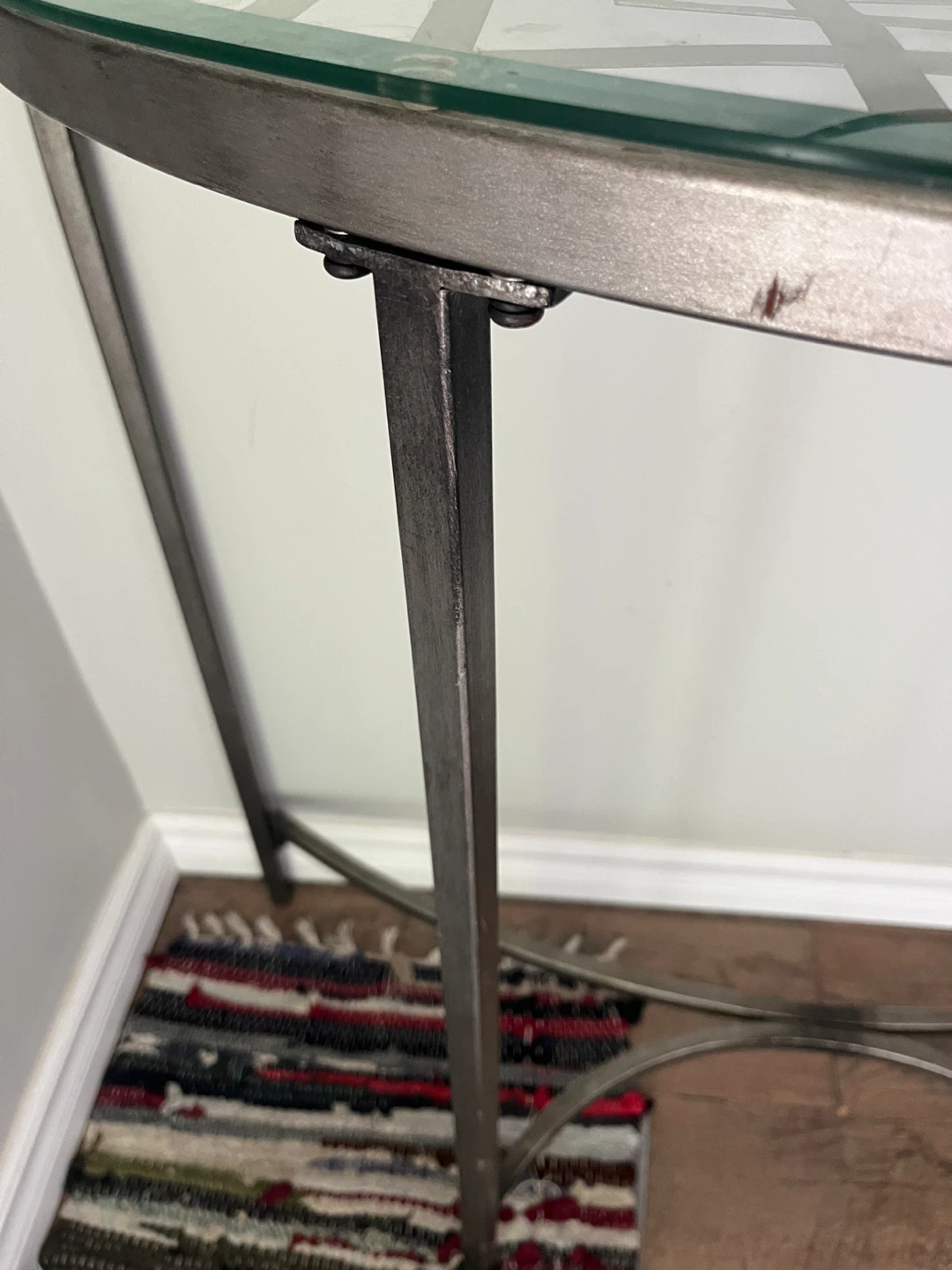 Glass Top Console Table with Metal Frame - photo 2