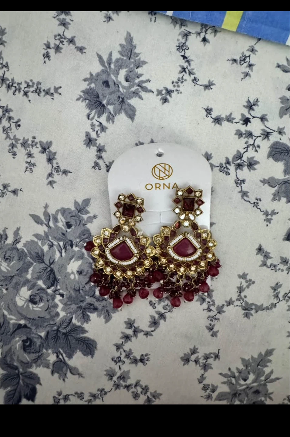 ORNA Red Stone Dangle Earrings