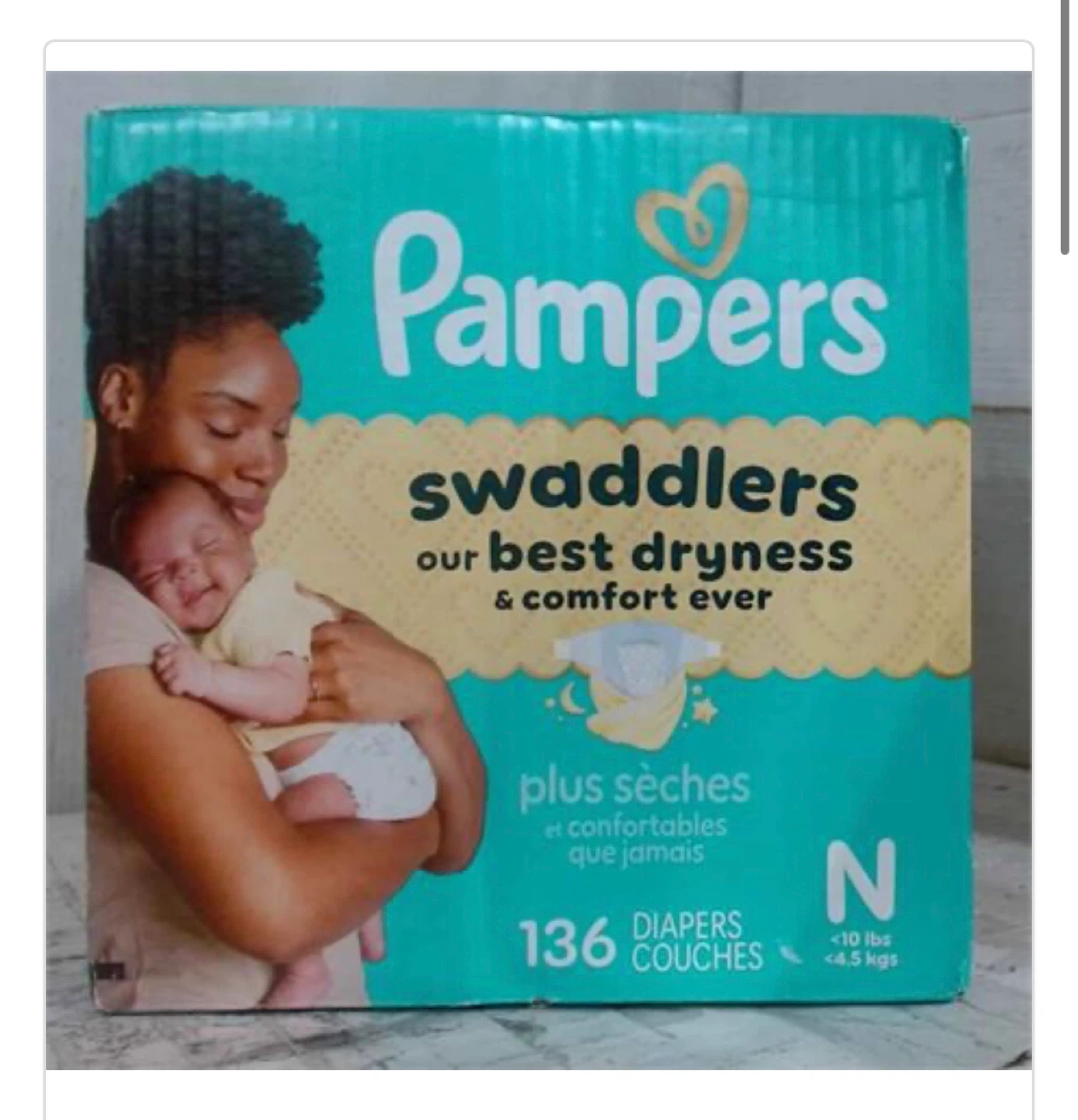 Pampers Swaddlers Diapers - Size N, 136 Count
