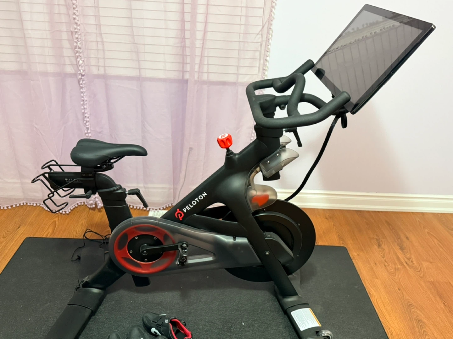 Peloton Bike with Screen and Shoes