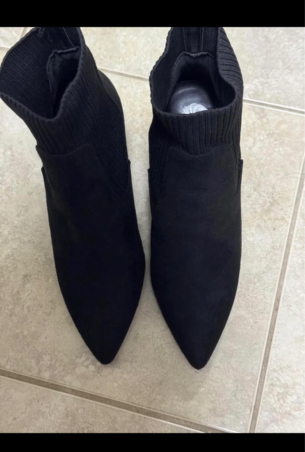 Steve Madden Black Suede Sock Ankle Boots