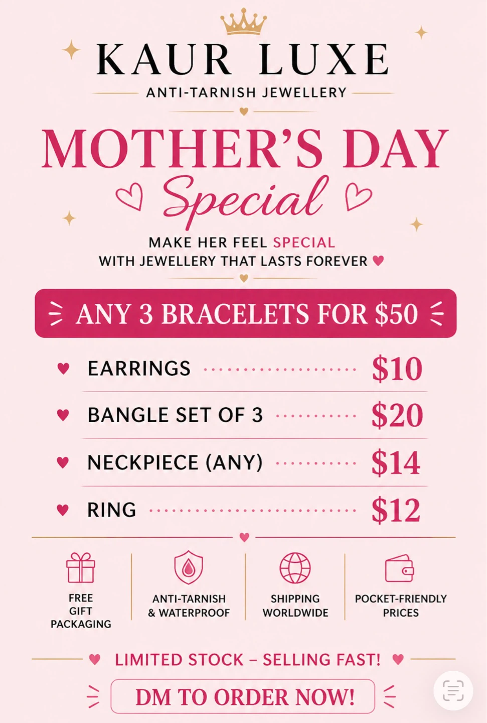 Kaur Luxe Anti-Tarnish Jewellery for Mother's Day Special