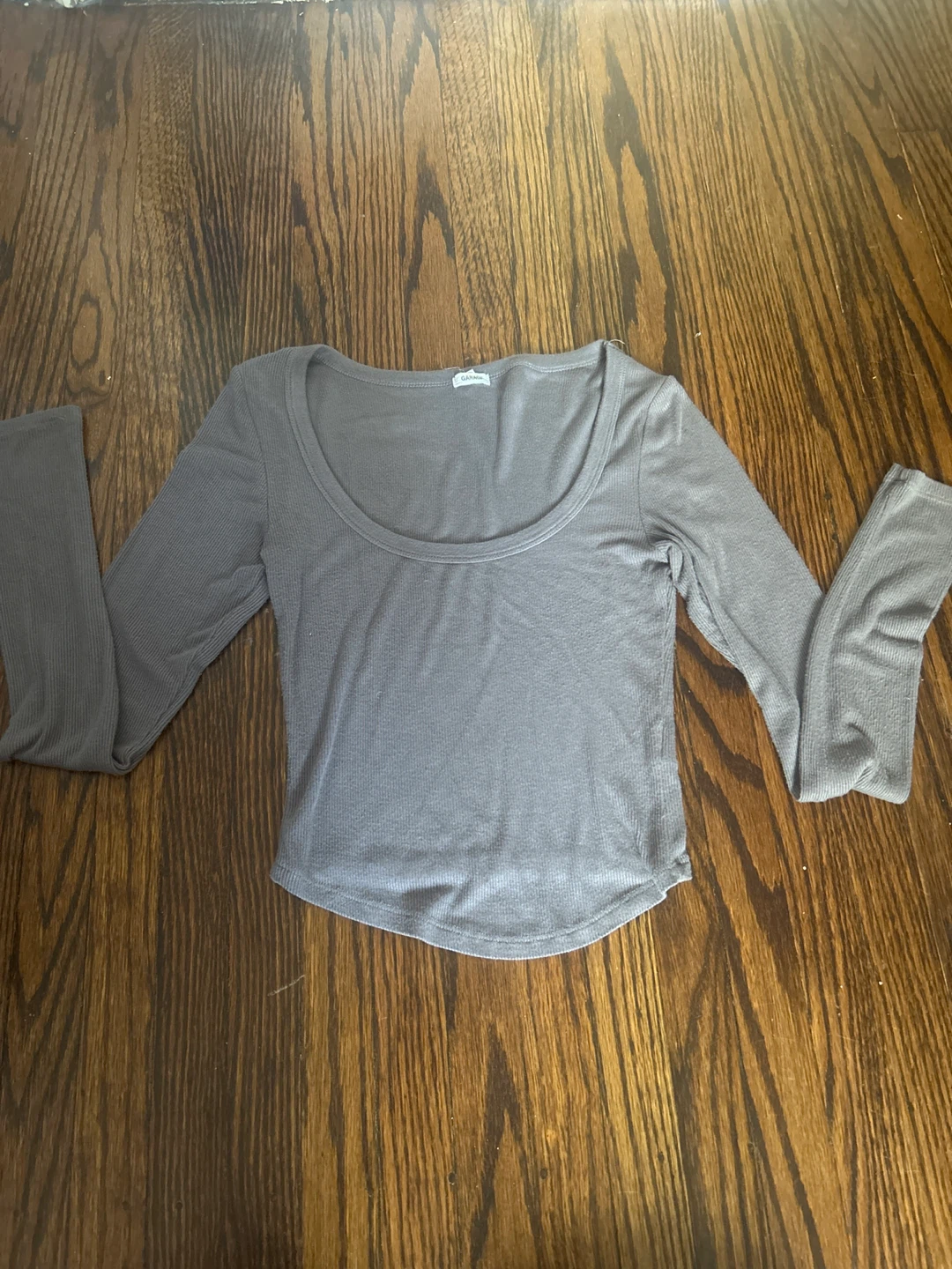 Garage Grey Ribbed Long Sleeve Top