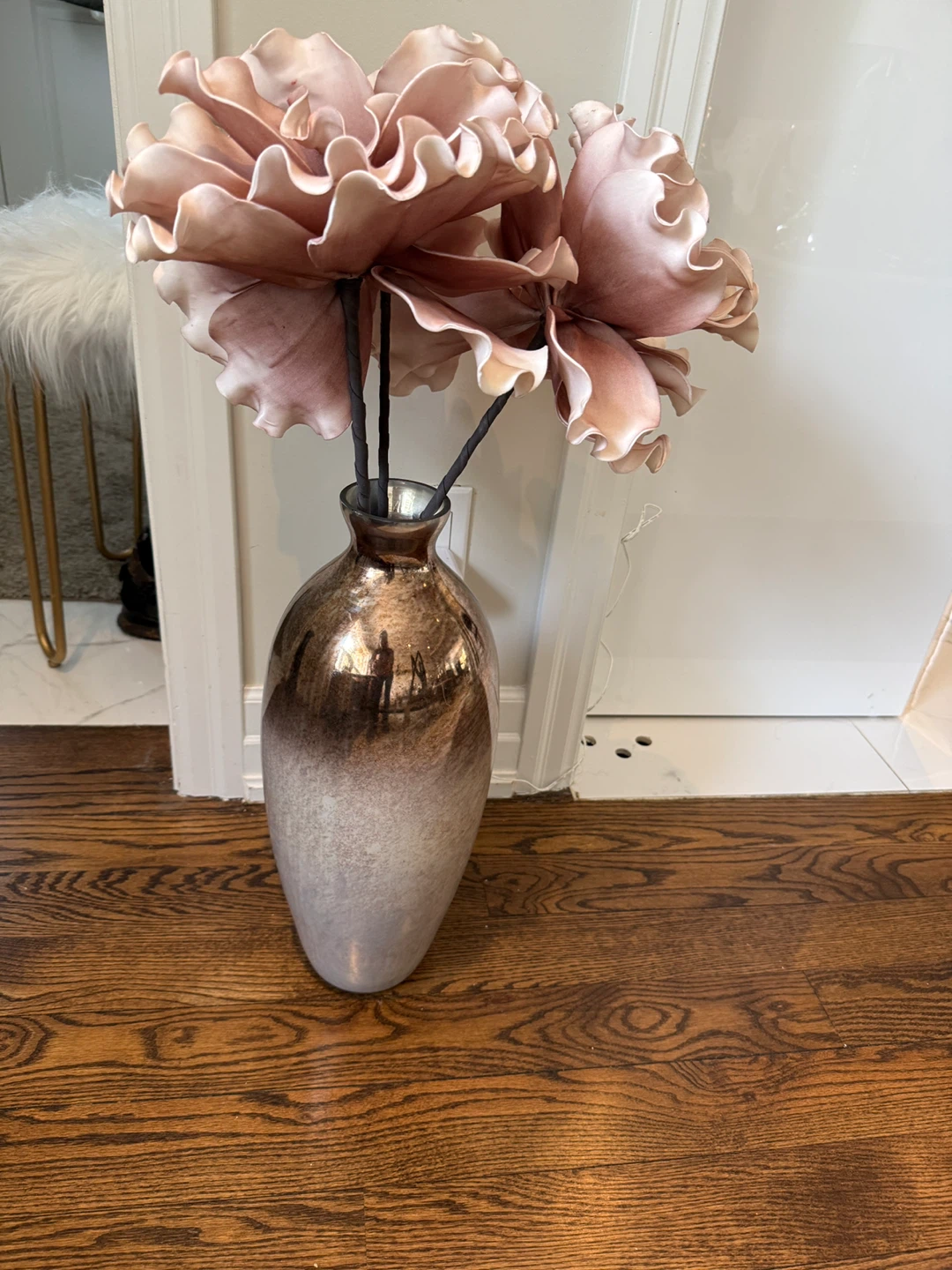 Large decorative vase with artificial flowers