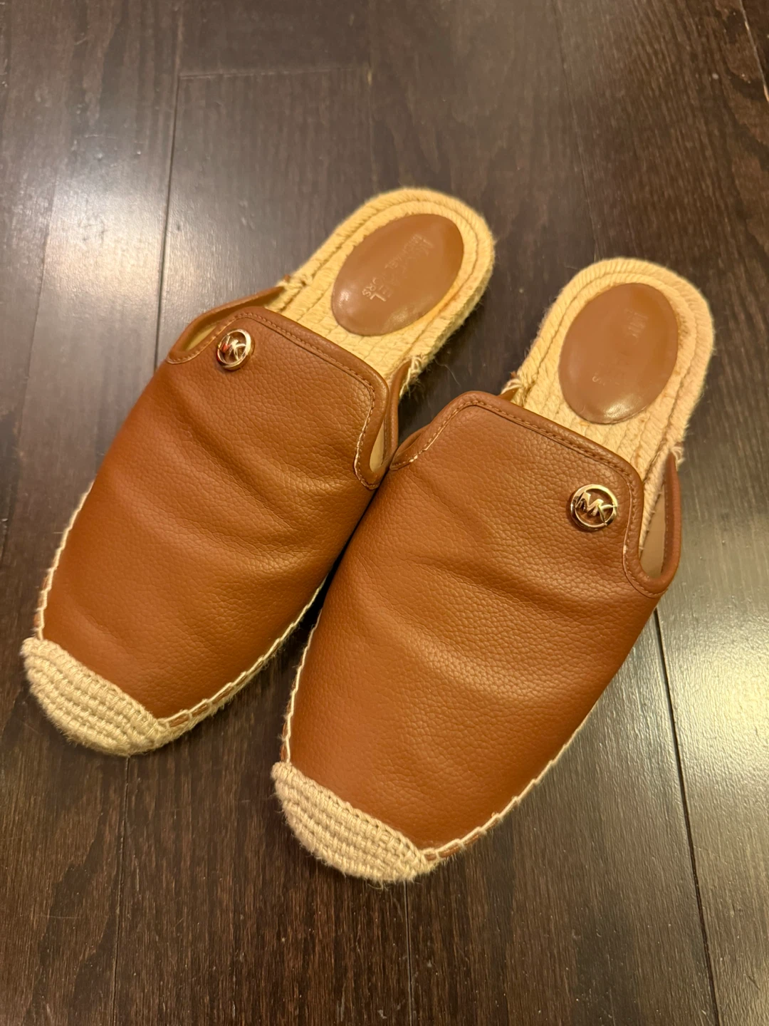 Michael Kors Brown Leather Espadrille Mules
