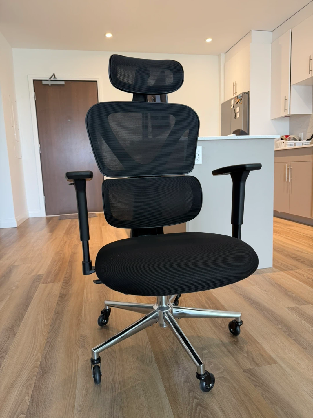 Black Ergonomic Office Chair with Headrest - photo 2