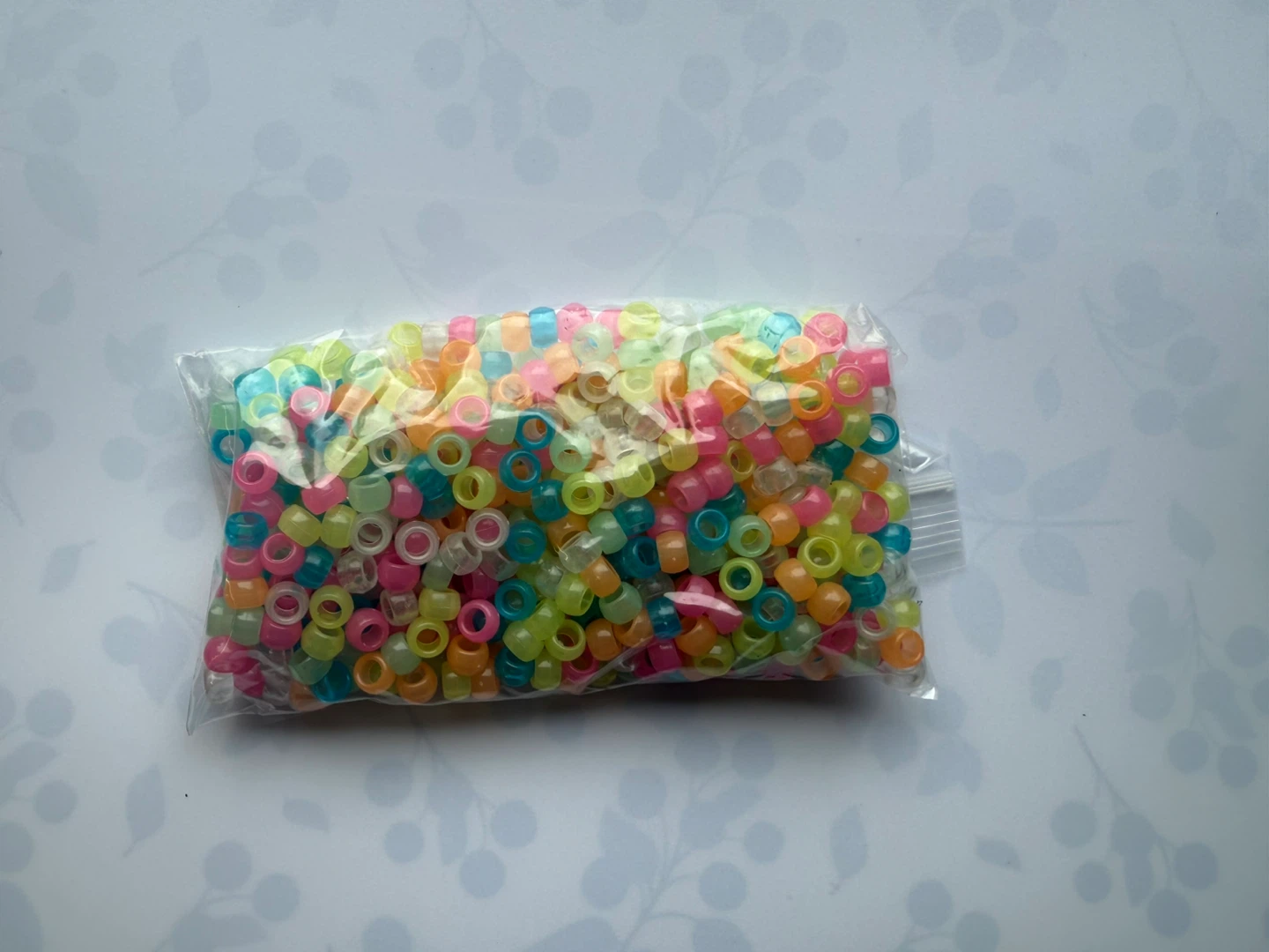 Bag of neon pony beads - glow in the dark - photo 2