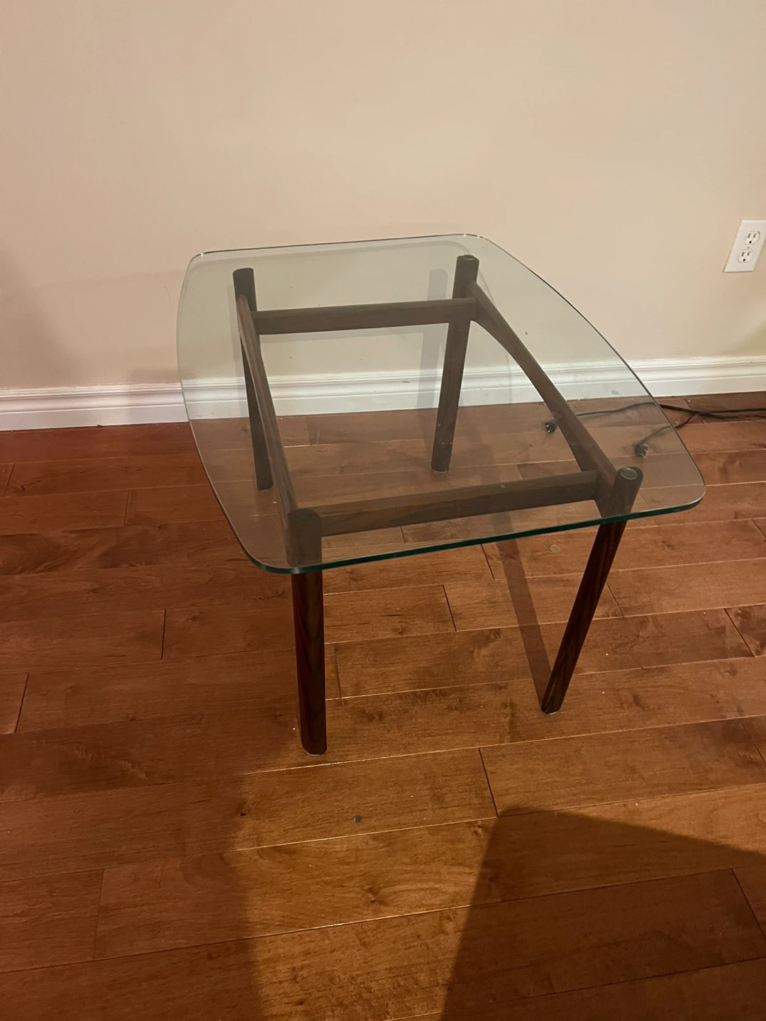 Glass and Wood Side Tables - set of 3