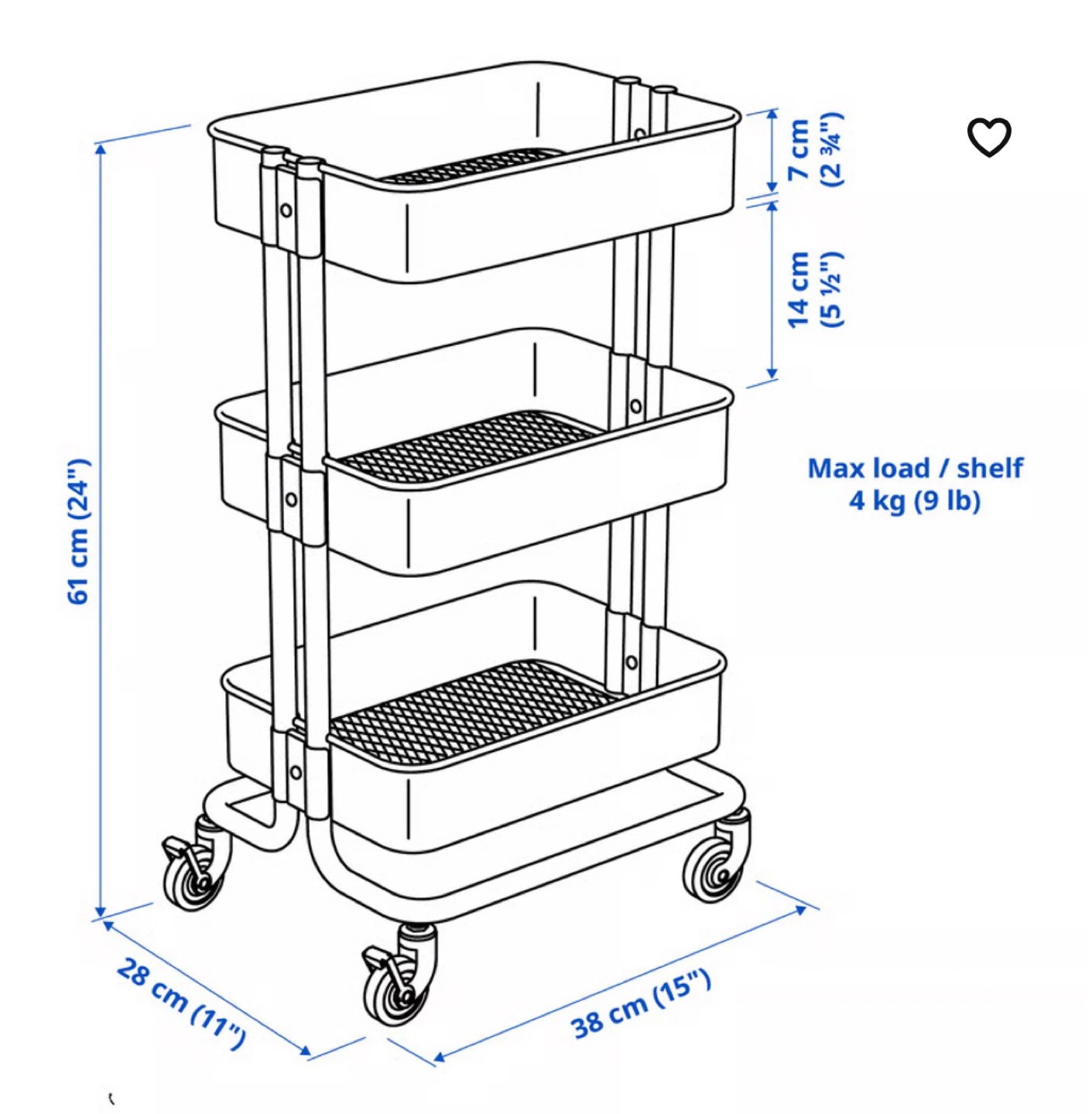 3-Tier Rolling Cart - photo 3